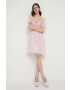 Blugirl Blumarine Рокля с коприна в розово къс модел разкроен модел - Pepit.bg