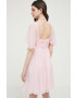 Blugirl Blumarine Рокля с коприна в розово къс модел разкроен модел - Pepit.bg