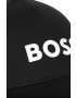 Boss Детска памучна шапка с козирка в черно с принт - Pepit.bg