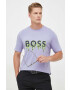 Boss Orange Памучна тениска BOSS в лилаво с принт - Pepit.bg