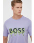 Boss Orange Памучна тениска BOSS в лилаво с принт - Pepit.bg