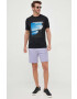 Boss Orange Памучен къс панталон BOSS BOSS CASUAL в лилаво - Pepit.bg