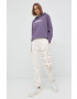 Boss Памучен суичър в лилаво с качулка с принт - Pepit.bg
