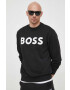 Boss Orange Памучен суичър в черно с принт - Pepit.bg