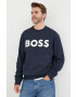 Boss Orange Памучен суичър в тъмносиньо с принт - Pepit.bg