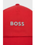 Boss Orange Памучна шапка BOSS Casual в червено с апликация - Pepit.bg