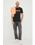 Boss Orange Памучна тениска BOSS BOSS CASUAL в черно с принт - Pepit.bg