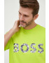 Boss Green Памучна тениска BOSS в зелено с принт - Pepit.bg