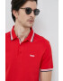 Boss Green Памучна тениска с яка BOSS BOSS ATHLEISURE в червено - Pepit.bg