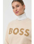 Boss Суичър в бежово с апликация - Pepit.bg