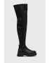 Buffalo Ботуши Aspha Stretch Overknee в черно с платформа 1622155.BLK - Pepit.bg