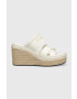 Calvin Klein Чехли WEDGE 50HH - HE в бяло със скосена платформа HW0HW01498 - Pepit.bg