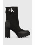 Calvin Klein Jeans Боти Platform Boot Sock в черно с висок ток - Pepit.bg