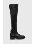 Calvin Klein Jeans Ботуши Combat Knee Boot в черно с равна подметка - Pepit.bg