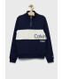 Calvin Klein Jeans Детски памучен суичър в кафяво с принт - Pepit.bg