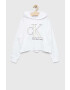Calvin Klein Jeans Детски суичър в бяло с качулка с принт - Pepit.bg
