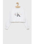 Calvin Klein Jeans Детски суичър в бяло с принт - Pepit.bg