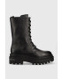 Calvin Klein Jeans Кожени боти Flatform Mid Laceup Boot в черно с платформа - Pepit.bg