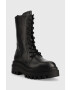 Calvin Klein Jeans Кожени боти Flatform Mid Laceup Boot в черно с платформа - Pepit.bg