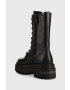 Calvin Klein Jeans Кожени боти Flatform Mid Laceup Boot в черно с платформа - Pepit.bg