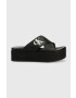 Calvin Klein Jeans Кожени чехли FLATFORM CRISSX OVERSIZED BRAND в черно с платформа YW0YW00964 - Pepit.bg