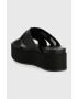 Calvin Klein Jeans Кожени чехли FLATFORM CRISSX OVERSIZED BRAND в черно с платформа YW0YW00964 - Pepit.bg