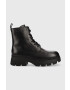 Calvin Klein Jeans Кожени кубинки Chunky Combat Laceup Boot в черно с равна подметка - Pepit.bg
