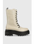 Calvin Klein Jeans Кожени кубинки Flatform Mid Laceup Boot в сиво с платформа - Pepit.bg