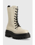 Calvin Klein Jeans Кожени кубинки Flatform Mid Laceup Boot в сиво с платформа - Pepit.bg