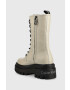 Calvin Klein Jeans Кожени кубинки Flatform Mid Laceup Boot в сиво с платформа - Pepit.bg