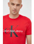 Calvin Klein Jeans Памучна тениска в червено с принт - Pepit.bg