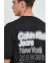Calvin Klein Jeans Памучна тениска в черно с принт - Pepit.bg
