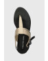 Calvin Klein Jeans Сандали FLAT TOEPOST SANDAL SATIN/HW в черно YW0YW00957 - Pepit.bg