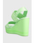 Calvin Klein Jeans Сандали WEDGE SANDAL BADGE в зелено със скосена платформа YW0YW01028 - Pepit.bg