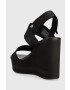 Calvin Klein Jeans Сандали WEDGE SANDAL WEBBING в черно със скосена платформа YW0YW00959 - Pepit.bg