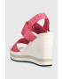 Calvin Klein Jeans Сандали WEDGE SANDAL WEBBING в розово със скосена платформа YW0YW00959 - Pepit.bg