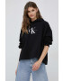Calvin Klein Jeans Суичър в черно с качулка с принт - Pepit.bg