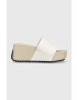 Calvin Klein Jeans Велурени чехли WEDGE BLOCK SANDAL SU CON в бежово със скосена платформа YW0YW01015 - Pepit.bg