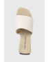 Calvin Klein Jeans Велурени чехли WEDGE BLOCK SANDAL SU CON в бежово със скосена платформа YW0YW01015 - Pepit.bg