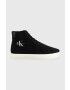 Calvin Klein Jeans Велурени маратонки Classic Cupsole Laceup Mid Su в черно - Pepit.bg