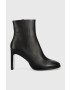 Calvin Klein Кожени боти Curved Stil Ankle Boot 80 в черно с висок ток - Pepit.bg