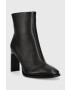Calvin Klein Кожени боти Curved Stil Ankle Boot 80 в черно с висок ток - Pepit.bg