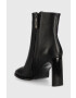 Calvin Klein Кожени боти Curved Stil Ankle Boot 80 в черно с висок ток - Pepit.bg