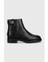 Calvin Klein Кожени боти Rubber Sole Ankle Boot в черно с равна подметка - Pepit.bg