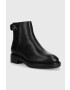 Calvin Klein Кожени боти Rubber Sole Ankle Boot в черно с равна подметка - Pepit.bg