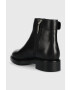 Calvin Klein Кожени боти Rubber Sole Ankle Boot в черно с равна подметка - Pepit.bg