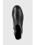 Calvin Klein Кожени боти Rubber Sole Ankle Boot в черно с равна подметка - Pepit.bg
