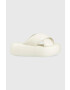 Calvin Klein Кожени чехли BUBBLE SLIDE - PAT в бяло с платформа HW0HW01469 - Pepit.bg