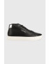 Calvin Klein Кожени маратонки Cupsole Unlined High Top в черно - Pepit.bg