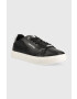 Calvin Klein Кожени маратонки Cupsole Unlined Lace Up в черно - Pepit.bg